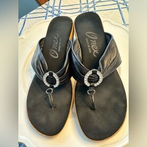 Onex Black Sexy Wedge Thong Sandals Size 8